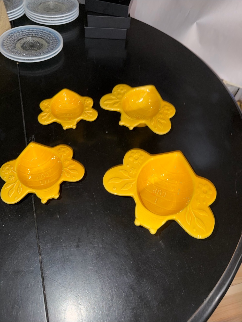 Bright Yellow Floral Egg Cups - Set of 4